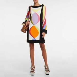 Emilio Pucci Pink and White Sheath Dress 3/4 Raglan Sleeves